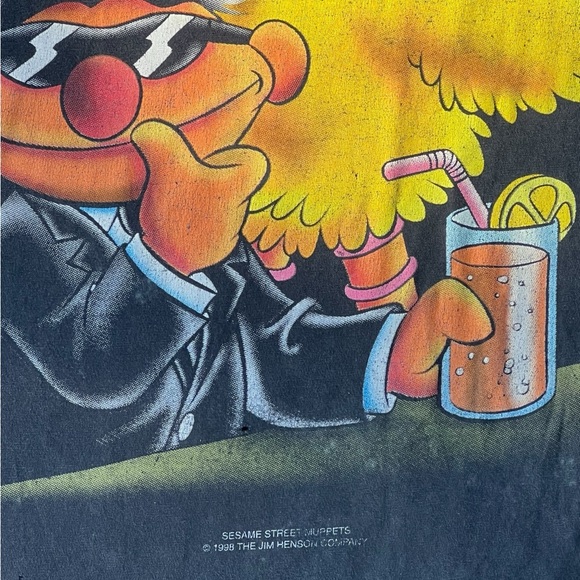 Vintage 1998 sesame Street redwood tag xl big bird & Ernie blk tshirt faded - Picture 2 of 4